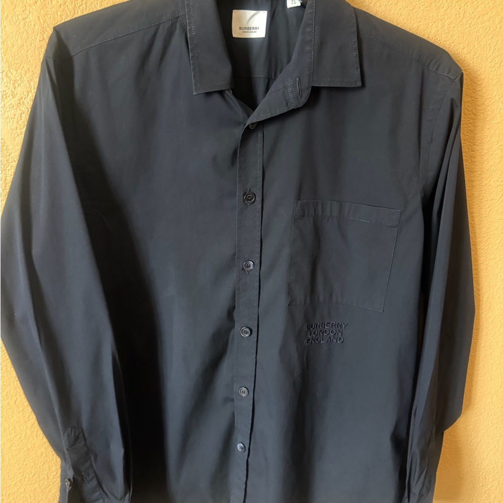 Burberry Navy Blue Long-Sleeve Button-Up Shirt